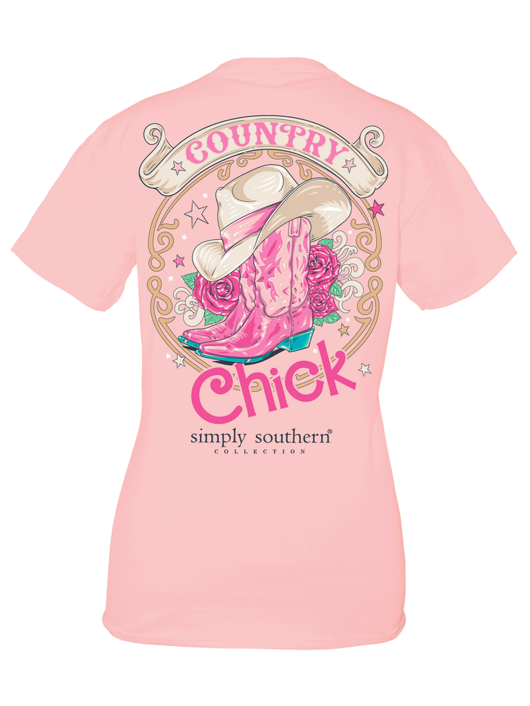 Country Chick - Cowgirl Boots & Hat - SS - S24 - Adult T-Shirt