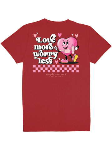 Love More Worry Less - Heart - Valentine - SS - S25 - Adult T-Shirt