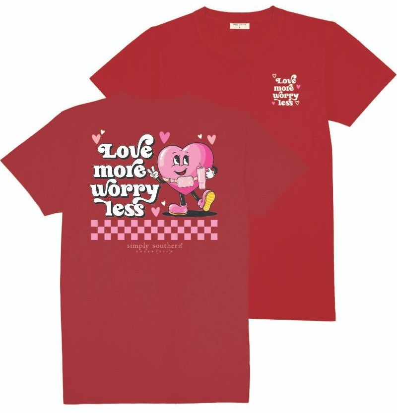 Love More Worry Less - Heart - Valentine - SS - S25 - Adult T-Shirt