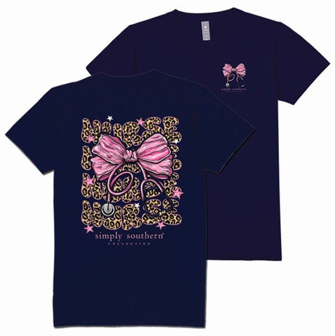 Nurse - Stethoscope - Bow - Leopard Print - SS - S25 - Adult T-Shirt