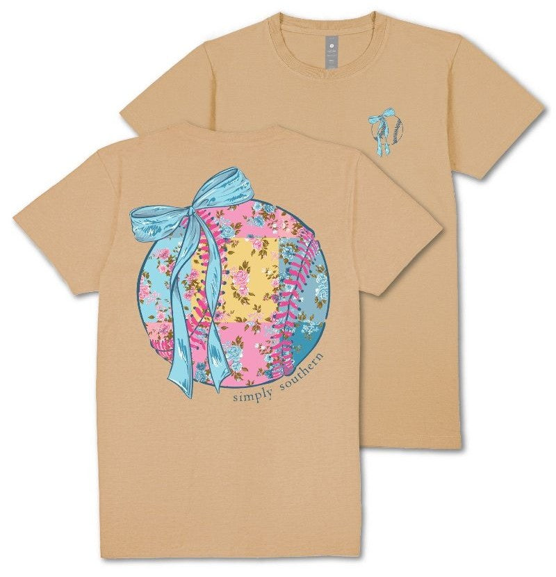 Patch Ball - Baseball - Softball - Blue Bow - SS - S25 - Adult T-Shirt