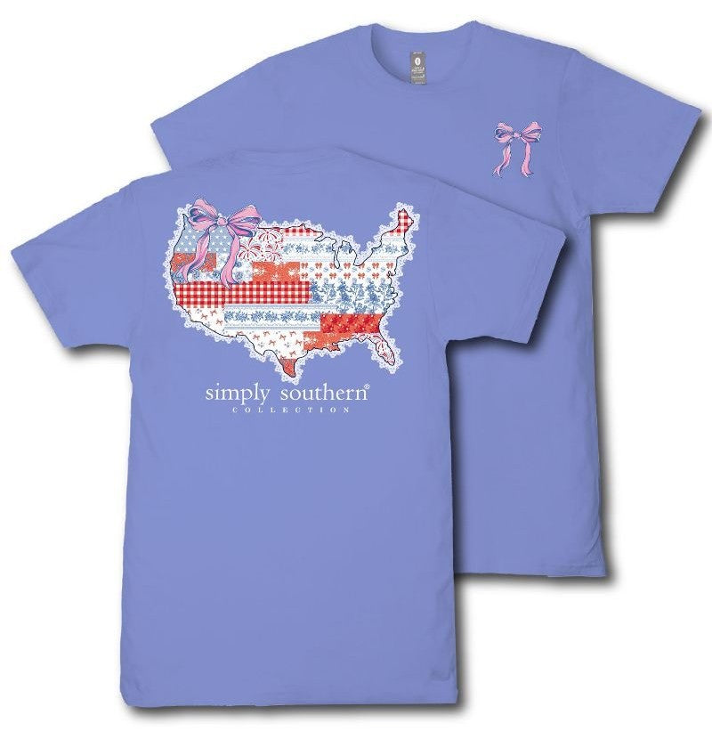 USA Patchwork - Bow - Patriotic - S26 - SS - YOUTH T-Shirt