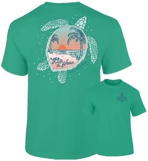 Turtle Go With The Flow - Beach - Adult T-Shirt - Southernology