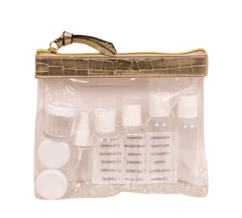 Gold Leather Clear Toiletry Bag - S20 - Simply Southern