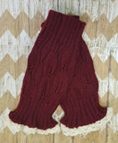 Lace Boot Cuffs - Burgundy