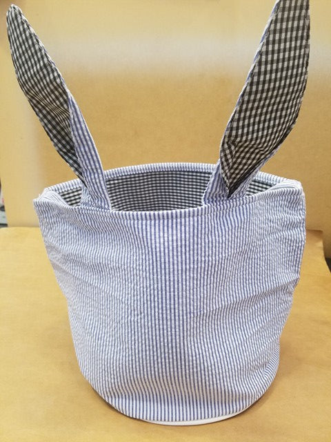 Seersucker with Bunny Ears Easter Bucket with a Free Monogram
