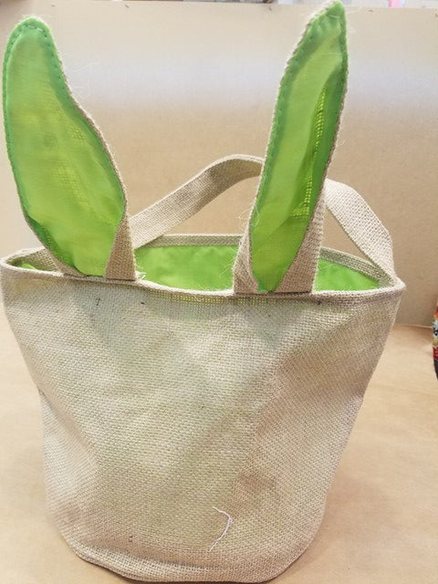 Burlap with Bunny Ears Easter Bucket with a Free Monogram
