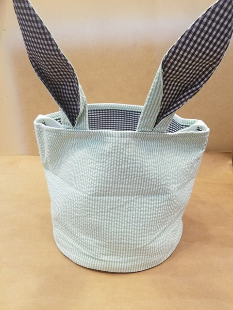 Seersucker with Bunny Ears Easter Bucket with a Free Monogram