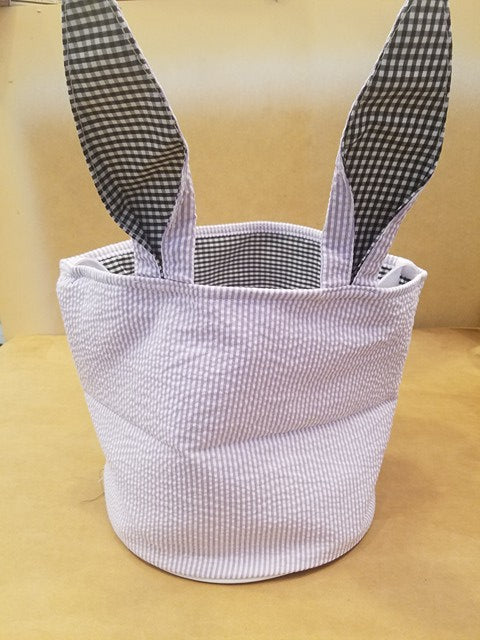 Seersucker with Bunny Ears Easter Bucket with a Free Monogram