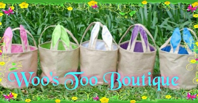 Burlap with Bunny Ears Easter Bucket with a Free Monogram