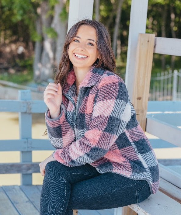 Y-Neck Pullover - Buffalo Plaid - F21 - Simply Southern