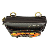 Wallet Crossbody - Sunflower Black - Vegan Leather - Chala