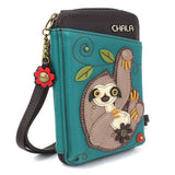 Wallet Crossbody - Sloth Turquoise - Vegan Leather - Chala