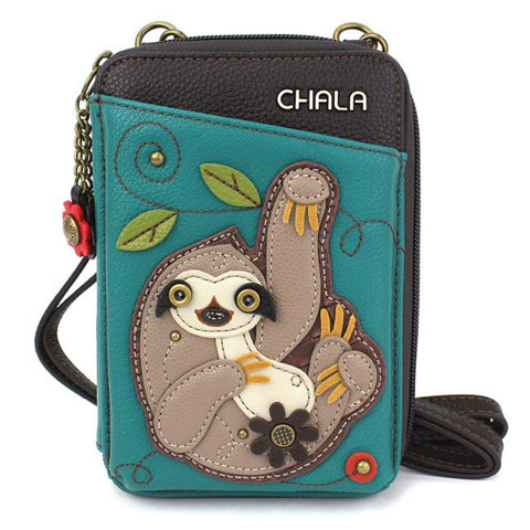 Wallet Crossbody - Sloth Turquoise - Vegan Leather - Chala
