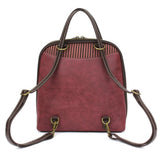Convertible Backpack Purse - Pawprint Burgundy - Vegan Leather - Chala