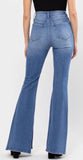 High Rise Long Inseam Slit Flare Jeans - AB38002 - Cello
