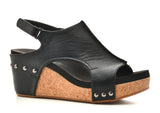 Carley Black Smooth Sandal - Boutique by Corkys