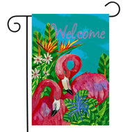 Tropical Flamingos - Garden Flag