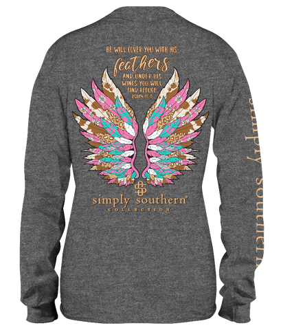 He Will Cover You With His Feathers - Wings - SS - F22 - YOUTH Long Sleeve