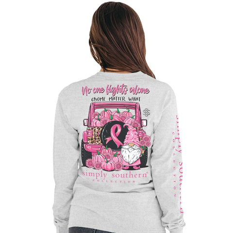 Breast Cancer Awareness - No One Fights Alone Gnome Matter What - Jeep - SS - F22 - Adult Long Sleeve