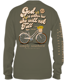 God is Within Her, She Will Not Fall - Sunflower Bike - SS - F21 - YOUTH Long Sleeve