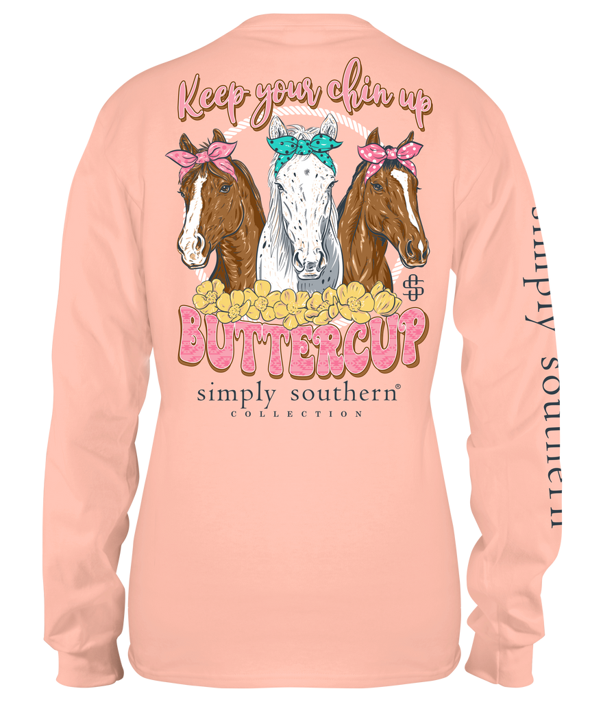 Keep Your Chin Up Buttercup - Horses - SS -  Adult Long Sleeve