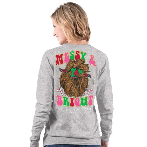 Messy & Bright - Messy Bun - Christmas - SS - F22 - Adult Long Sleeve