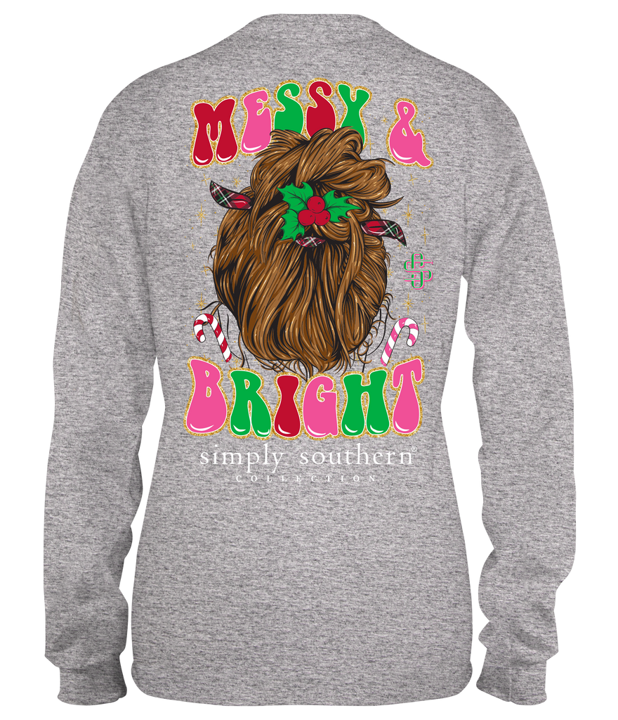 Messy & Bright - Messy Bun - Christmas - SS - F22 - Adult Long Sleeve