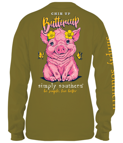 Chin Up Buttercup - Pig - SS - F21 - Adult Long Sleeve