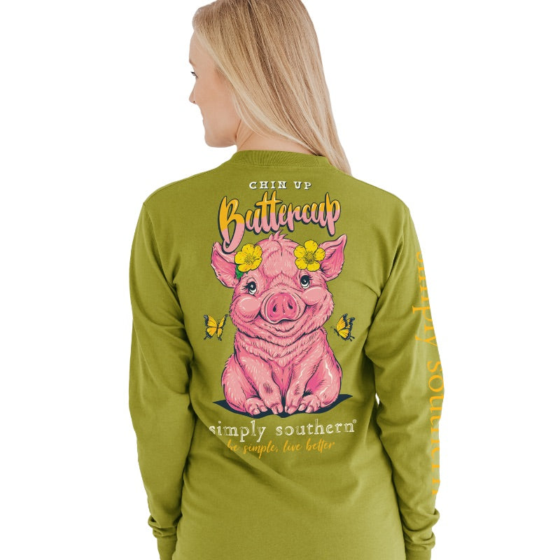 Chin Up Buttercup - Pig - SS - F21 - YOUTH Long Sleeve