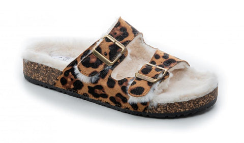 Laid Back Faux Fur - Leopard Sandal - Boutique by Corkys