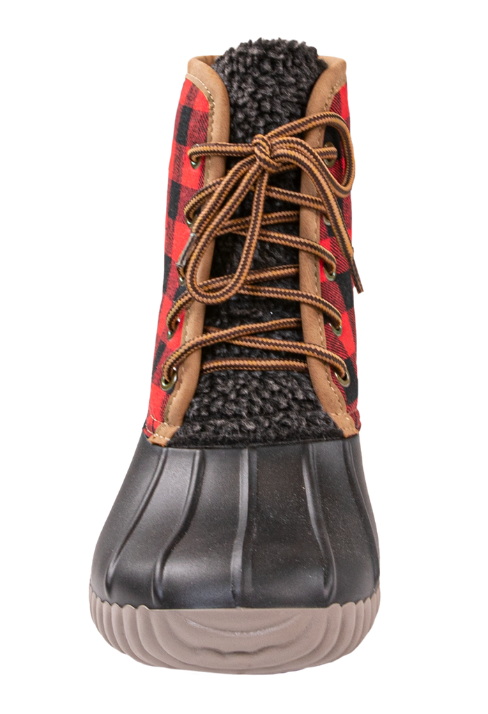 Rain Boots Lace Up - Red Plaid - F21 - Simply Southern