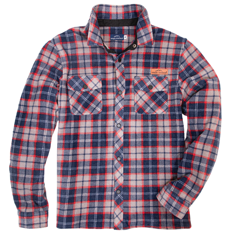 MN Shacket - Shirt - Navy/Red/Grey Plaid - F21 - Simply Southern