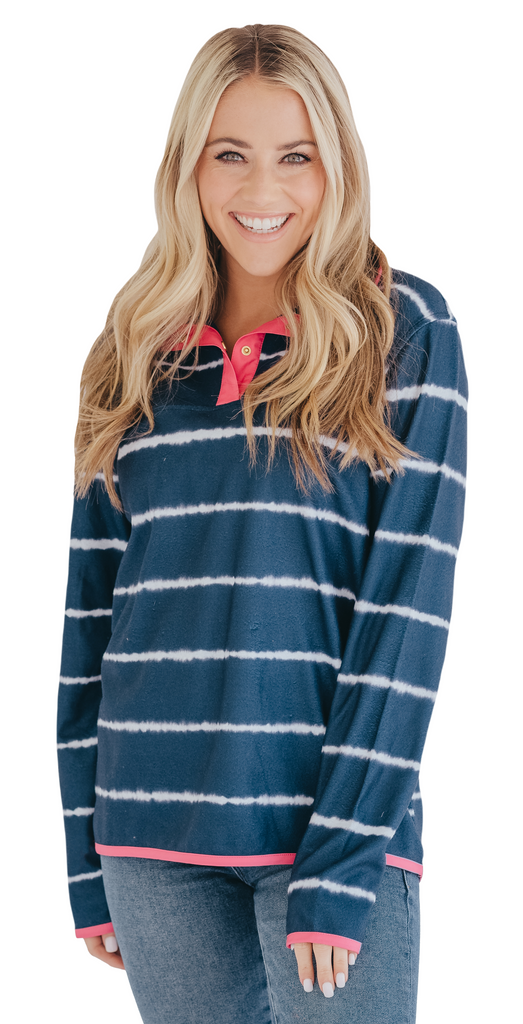 Tie Dye Pullover - Navy Stripe - F21 - Simply Southern