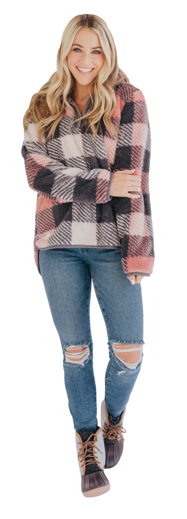 Y-Neck Pullover - Buffalo Plaid - F21 - Simply Southern