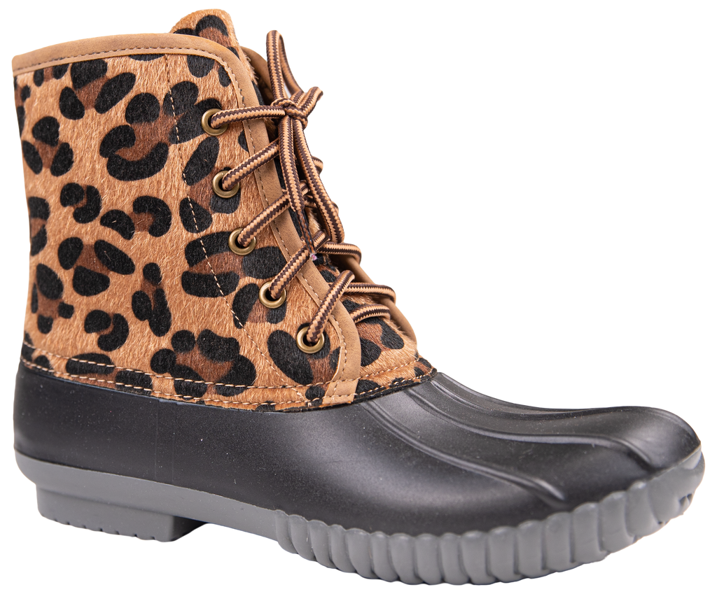 Rain Boots Lace Up - Leopard Spot - F22 - Simply Southern