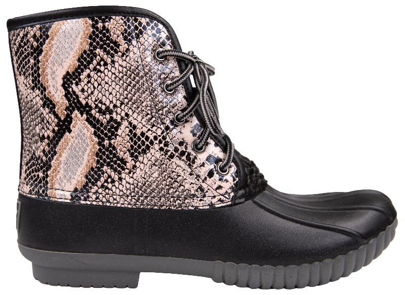 Rain Boots Lace Up - Snake Print - F22 - Simply Southern