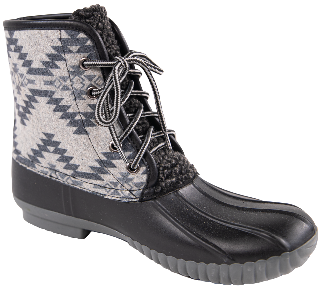 Quilted Rain Boots Lace Up - Aztec Gray - F22 - Simply Southern