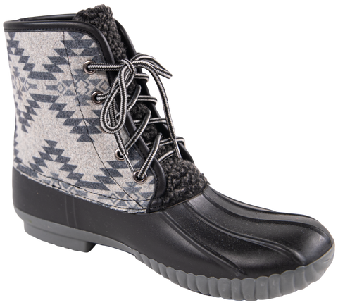 Quilted Rain Boots Lace Up - Aztec Gray - F22 - Simply Southern