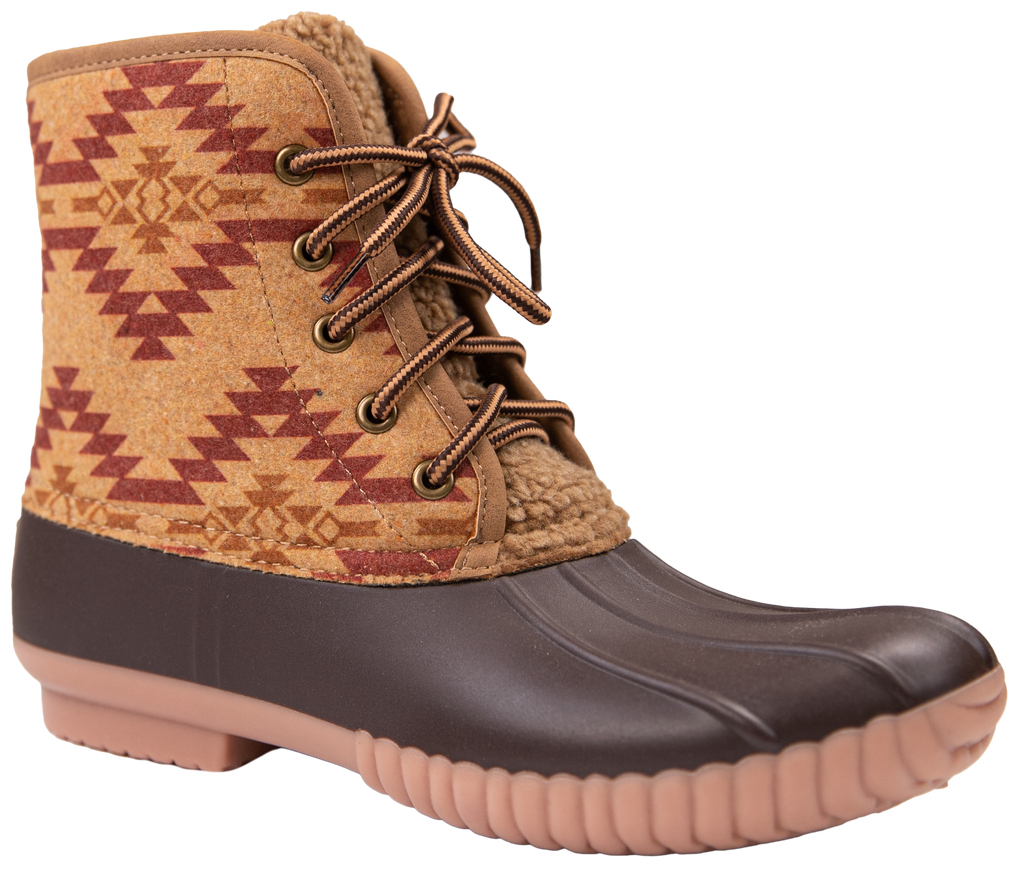 Quilted Rain Boots Lace Up - Aztec Red - F22 - Simply Southern