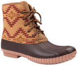 Quilted Rain Boots Lace Up - Aztec Red - F22 - Simply Southern