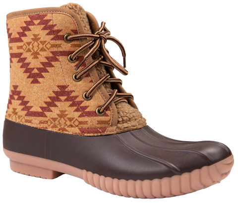 Quilted Rain Boots Lace Up - Aztec Red - F22 - Simply Southern