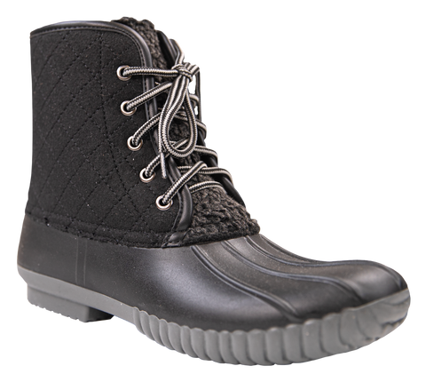 Quilted Rain Boots Lace Up - Black - F22 - Simply Southern