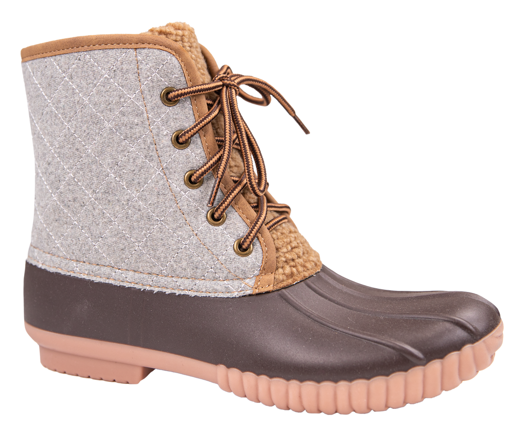 Quilted Rain Boots Lace Up - Heather Gray - F22 - Simply Southern
