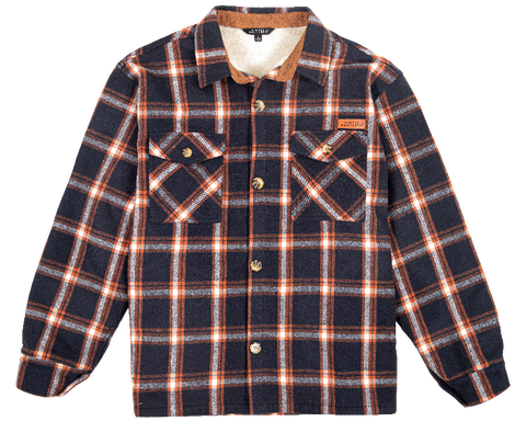 MN Sherpa Shacket Jacket - Navy Plaid - F22 - Simply Southern