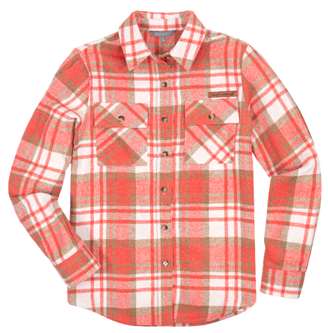 Shacket - Shirt - Pink Salmon Plaid - F22 - Simply Southern