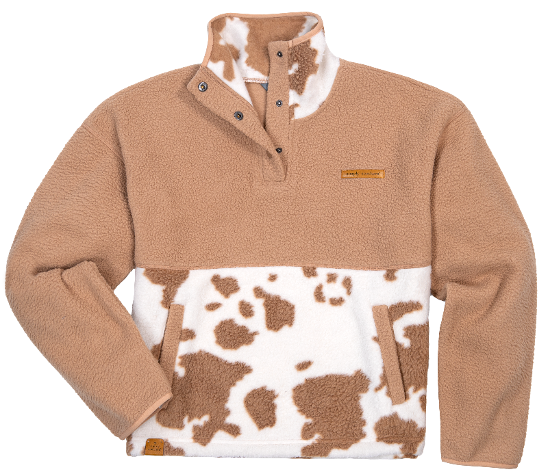 Quarter Snap Sherpa Pullover - Cow - F22 - Simply Southern