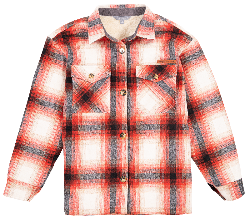 Sherpa Shacket - Plaid Red - F22 - Simply Southern
