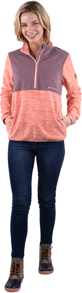 Simply Cordy - Quarter Zip Pullover - Coral - F22 - Simply Southern