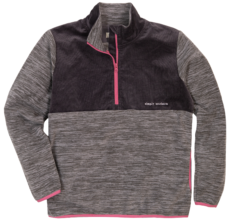 Simply Cordy Quarter Zip Pullover Gray F22 Simply Southern